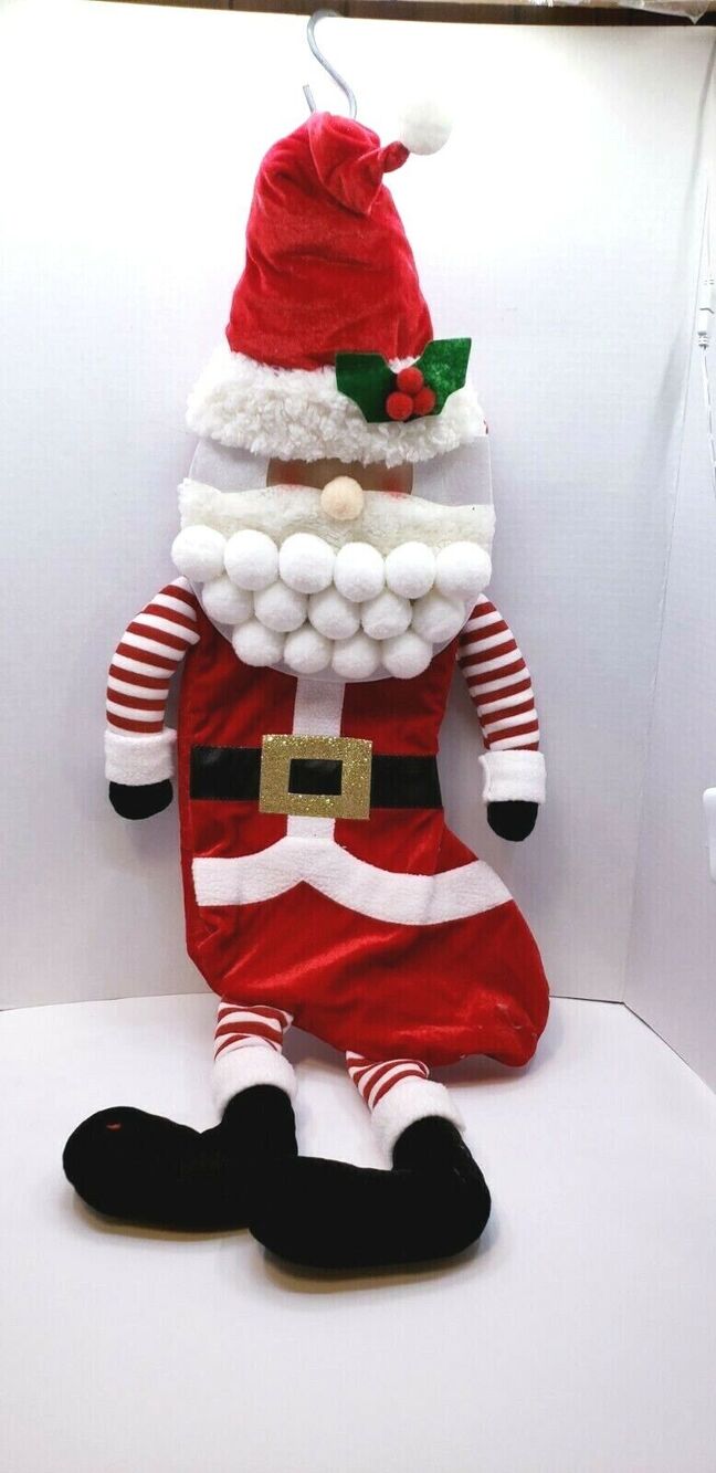 New 33" Christmas Stocking Full Santa 3D Awesome Velvet